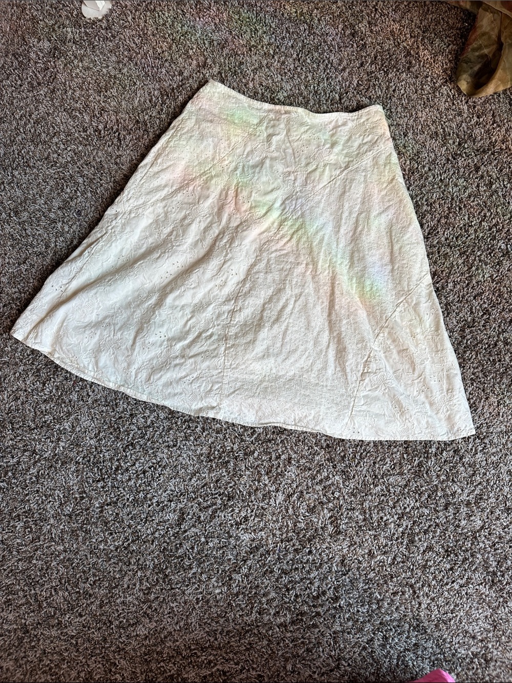 J. Jill Cream A-Line Eyelet Skirt